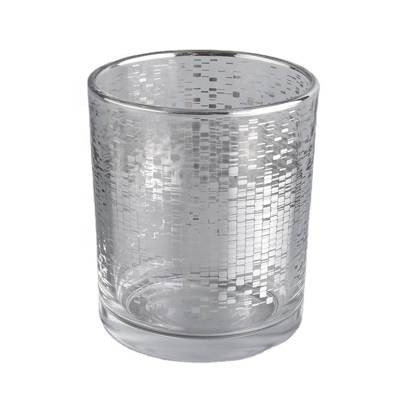 luxury silver pattern glass candle jar