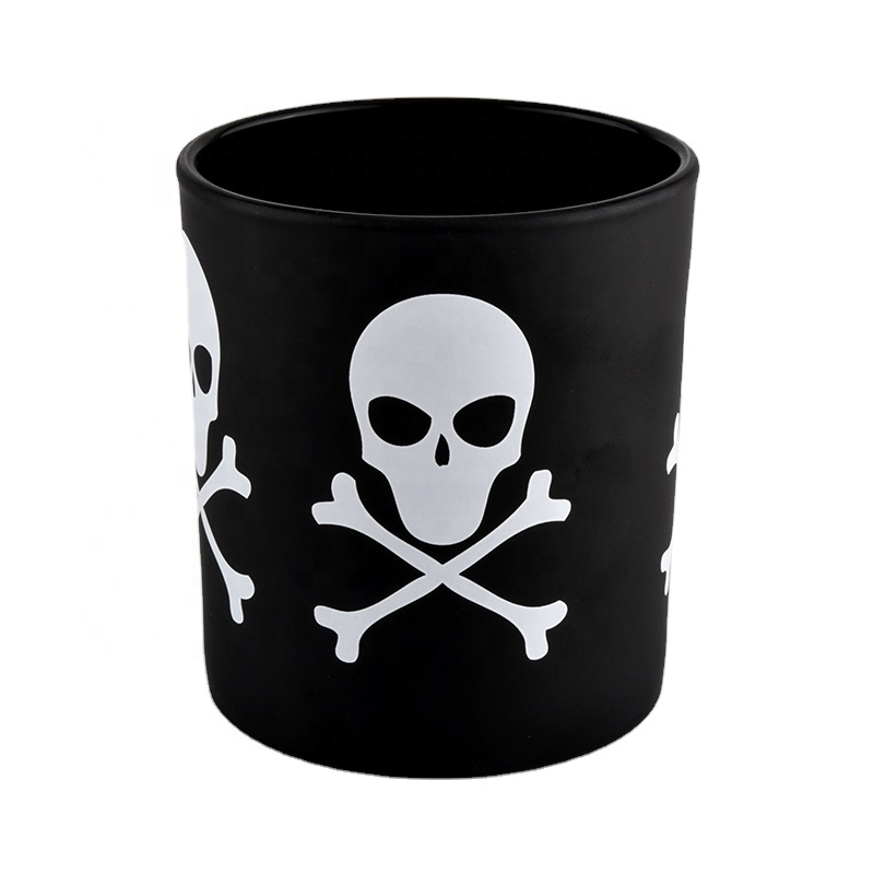 home decor white printing glass candle holder