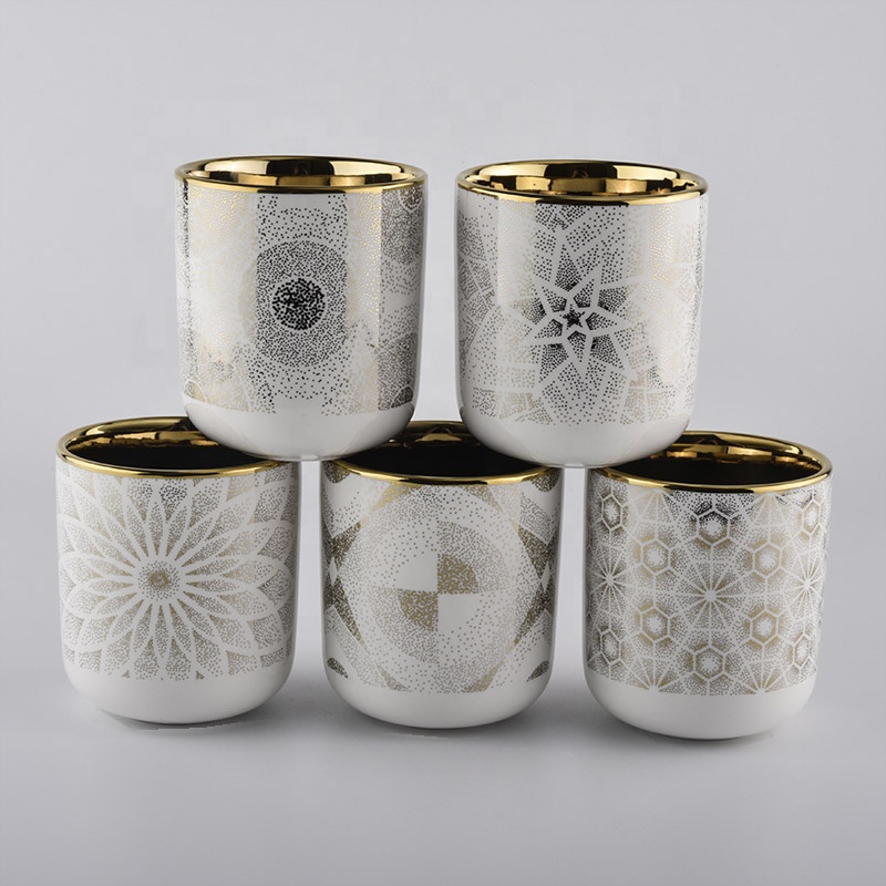 luxury electroplate porcelain candle jar