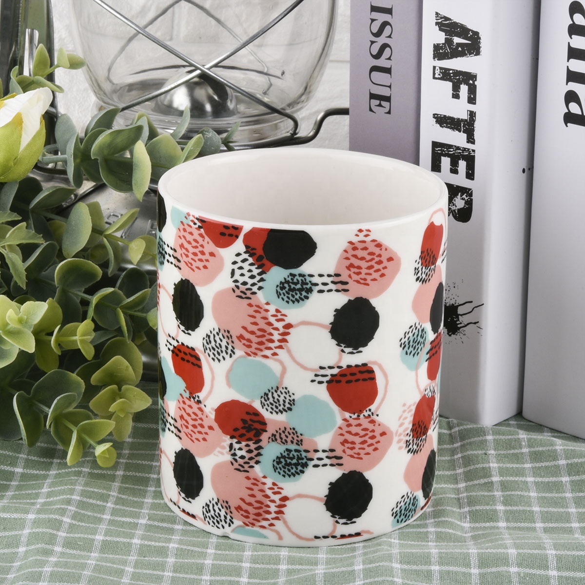 14 oz ceramic candle jar with decal printing