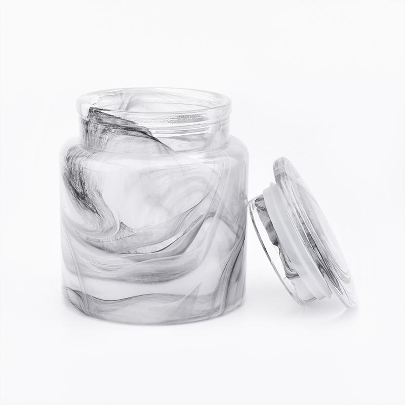 overlay glass bath accessories sets white and black glass jar with lid for bathroom