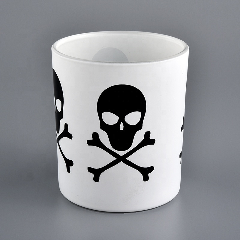 luxury white with black glass candle jar