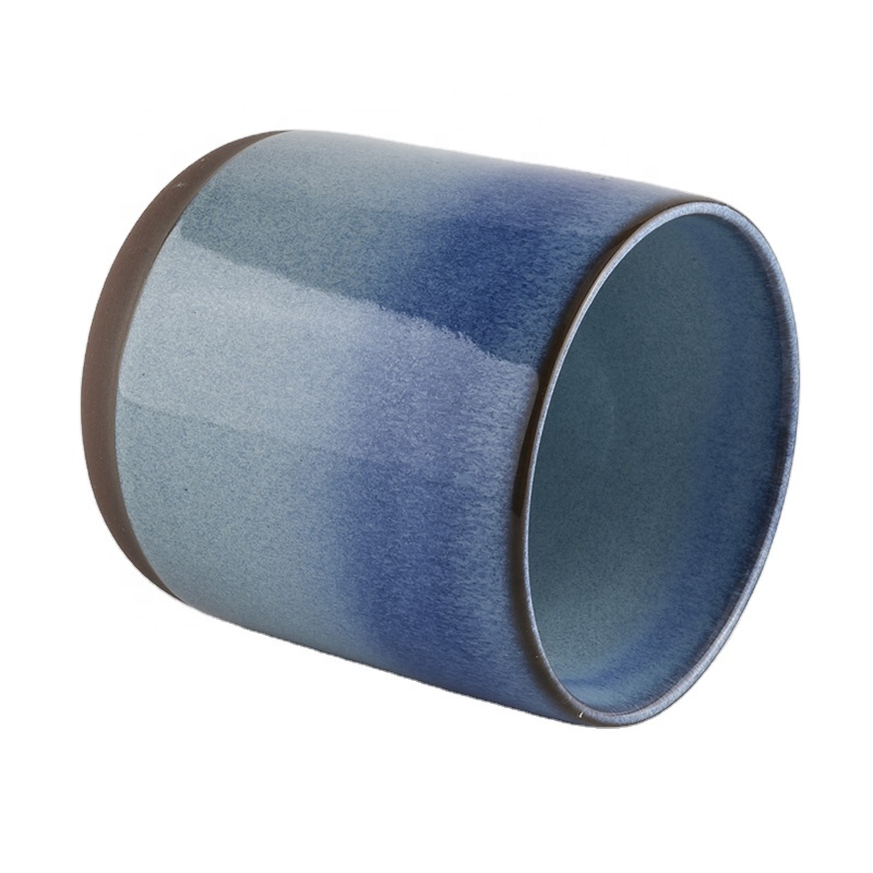 Sky blue ceramic candle jar for candle and wax