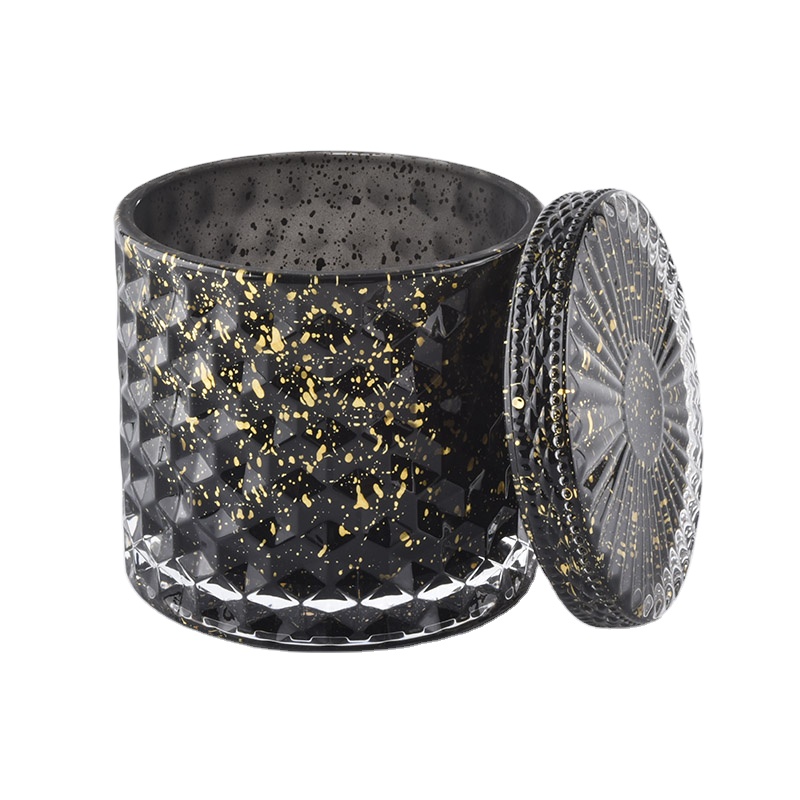 8oz 10oz empty black custom modern glass jars holder for candles