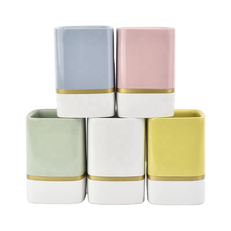 home decor green color concrete candle jars