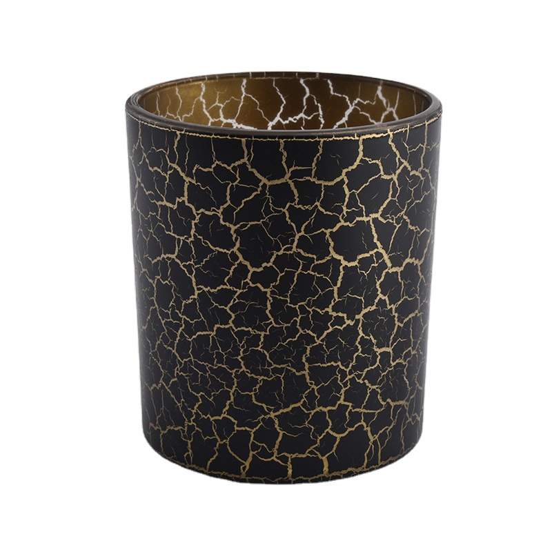 luxury crackle black glass candle vessel