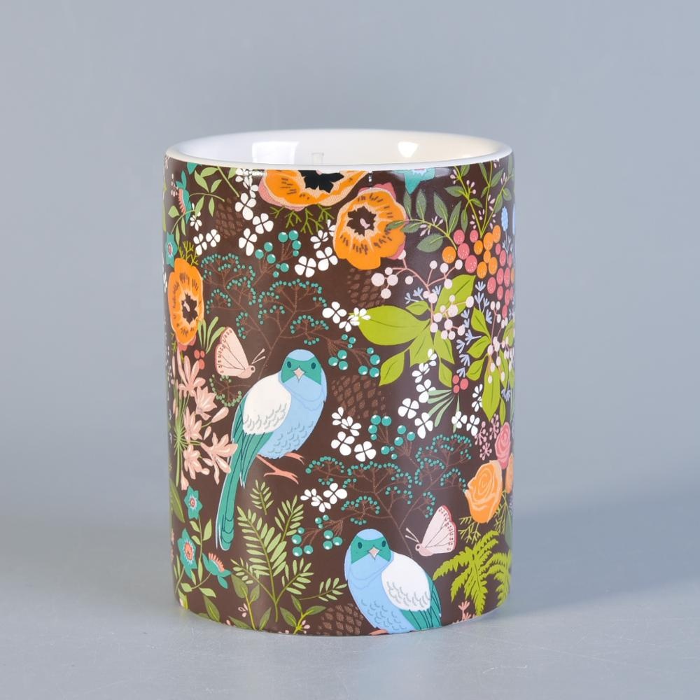 Sunny own design ceramic candle holder with decal printing