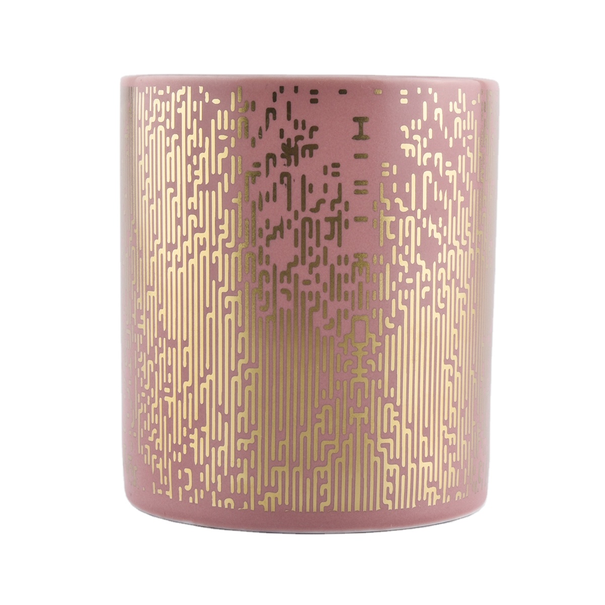 luxury pink ceramic candle jars with gold artwork