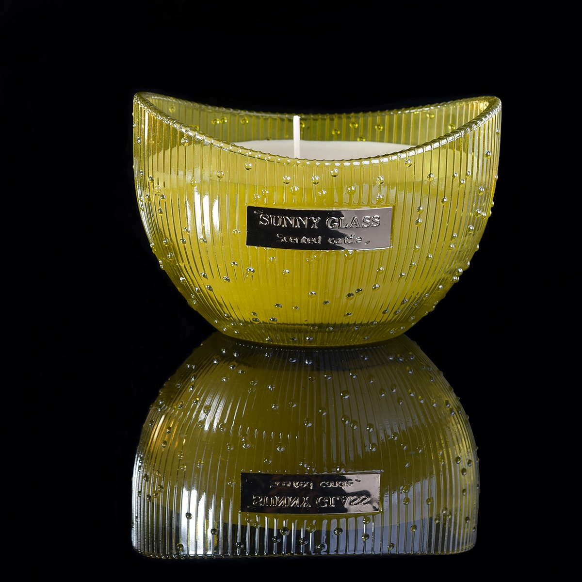 Sunny design luxury boat shape custom glass candle holder