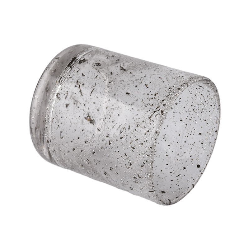 Mouth blown glass candle holders with bubble dots inside