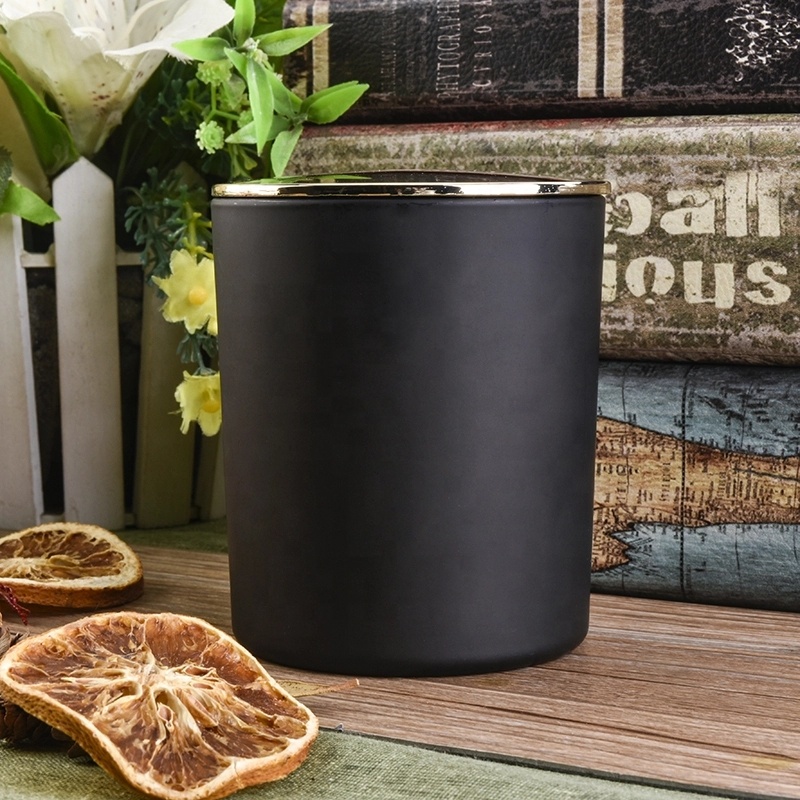 Sunny matte black candle jar with lids