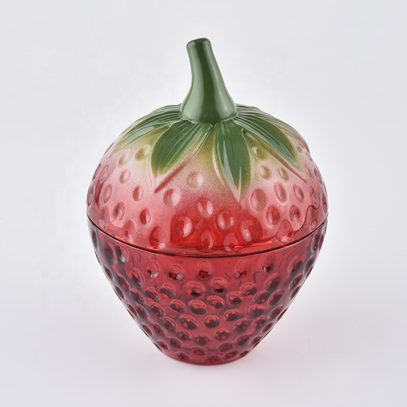 home decor glass strawberry candle jar