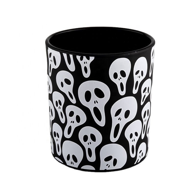 black and white holiday glass candle jar