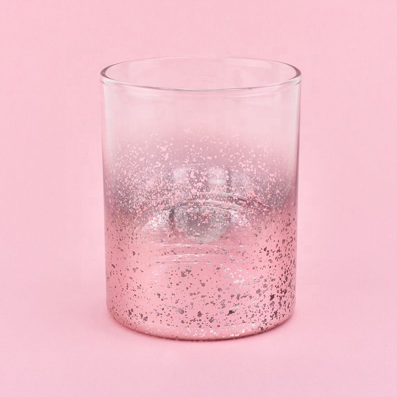 glass candle vessels with spraying color and mercury decorations