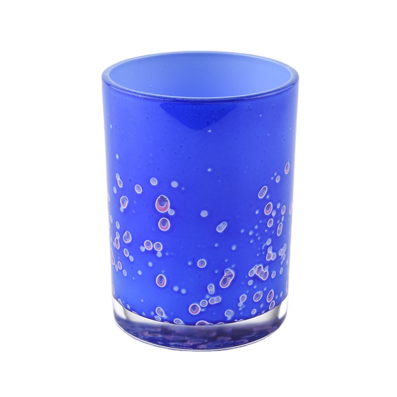 Wholesales scented blue colored empty glass candle vessel 8 oz