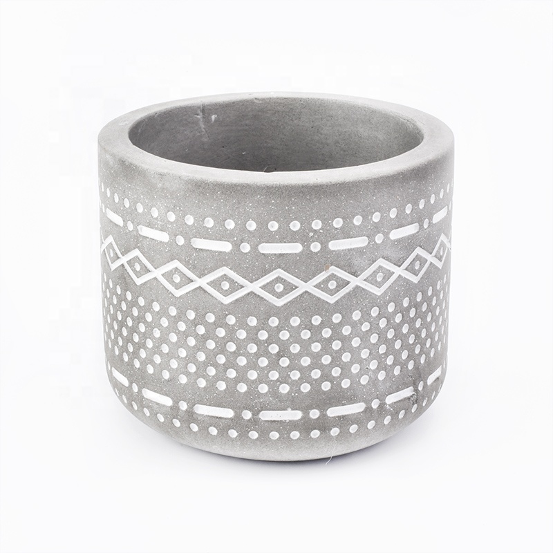 China 7oz engraving grey cement candle holder soy wax candle jar for home decor manufacturer