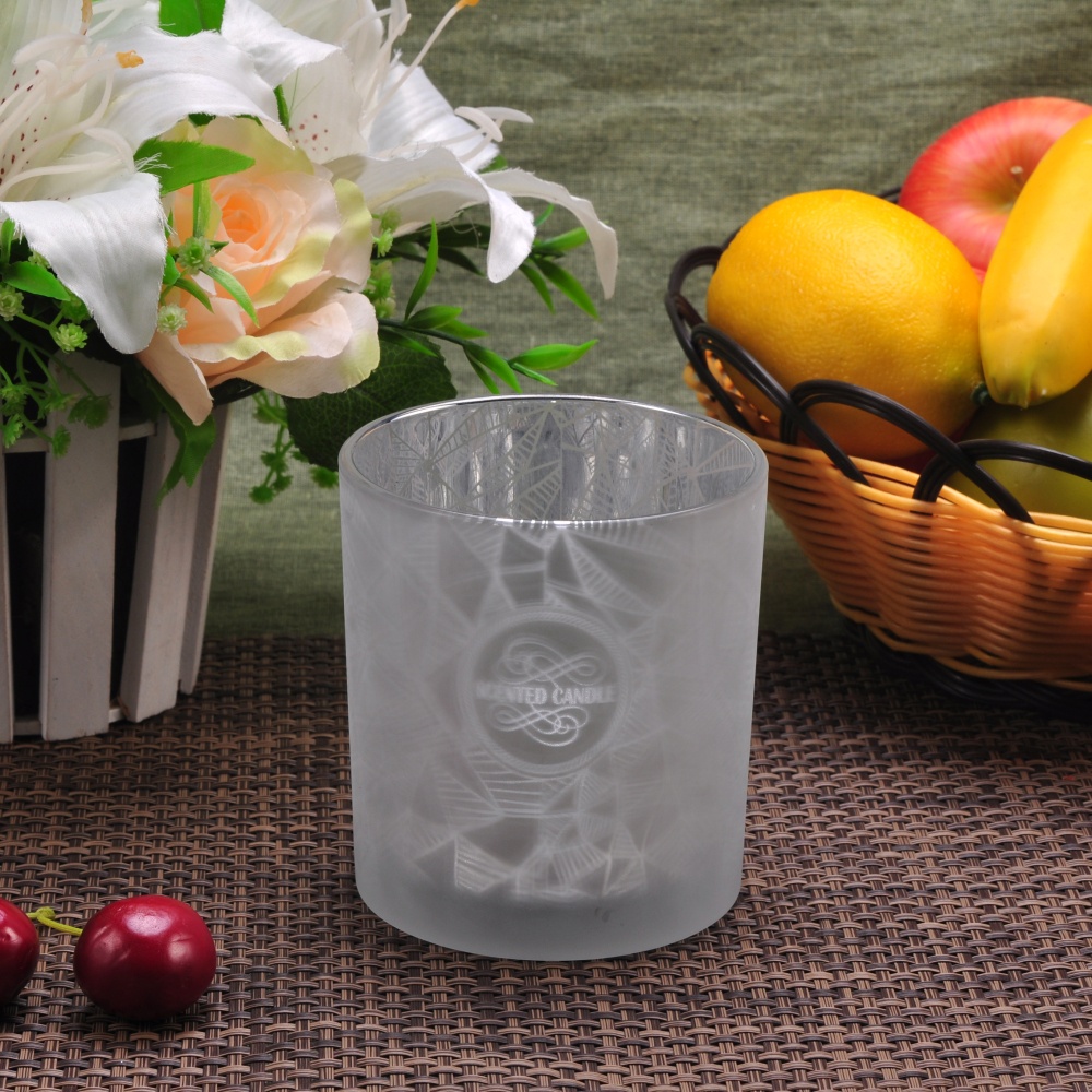Wholesales frosted matte silver glass candle jars holder