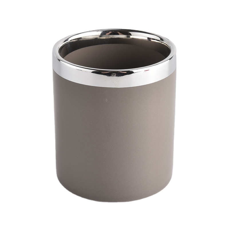 grey color ceramic candle holder with lid