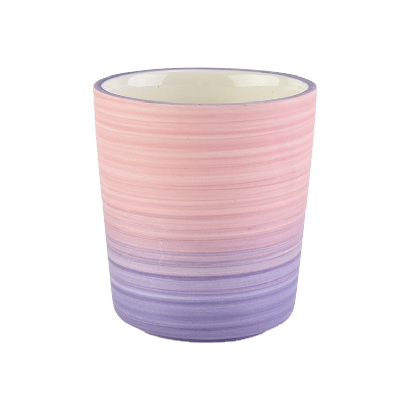 Manufacturer custom gradient glazed ceramic empty candle jars 6oz 8oz