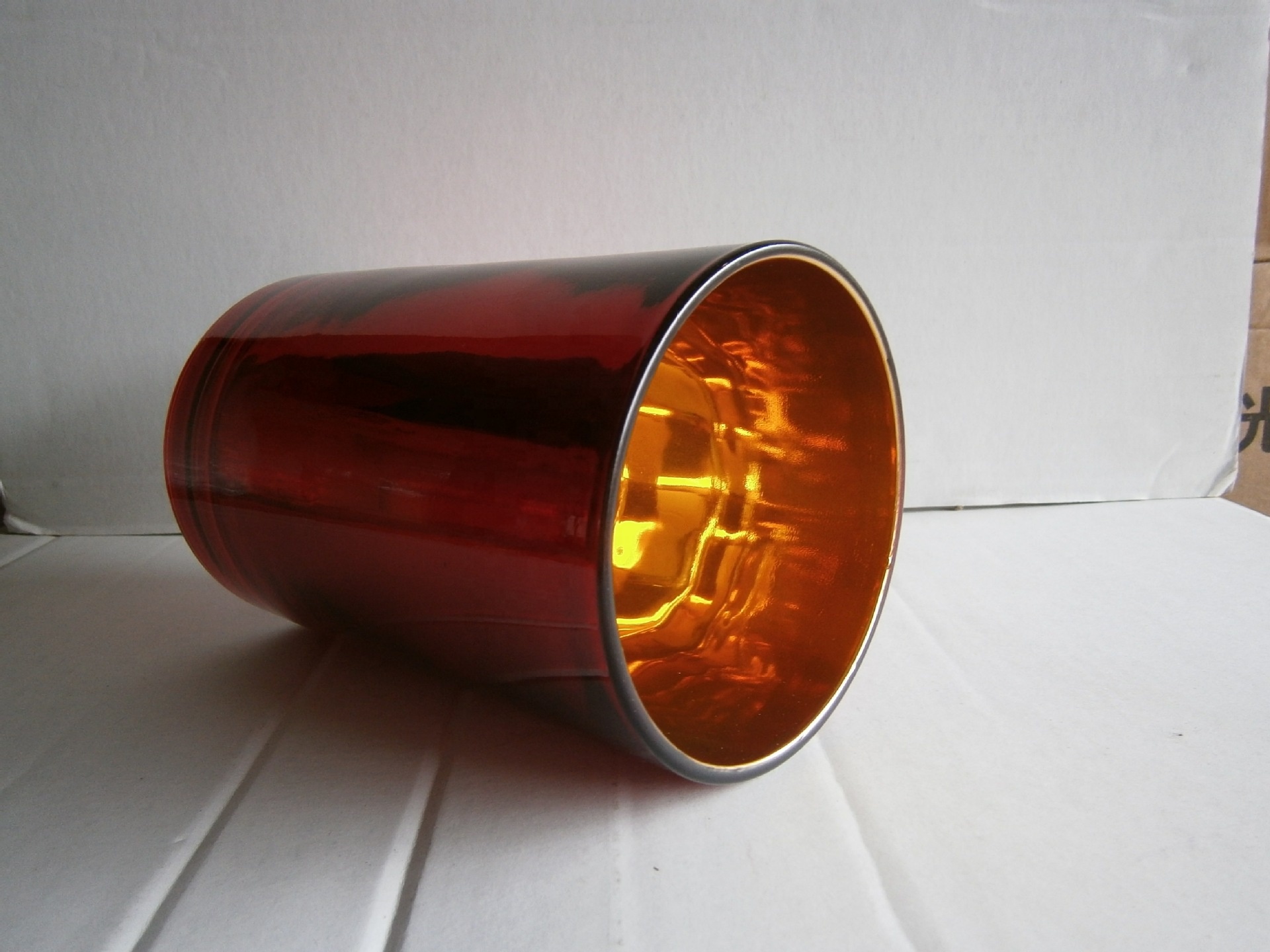 Large votive glass candle jar with electroplating color