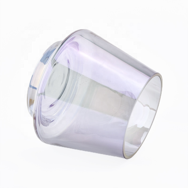 Wholesale crystal clear iridescent glass candle vessels
