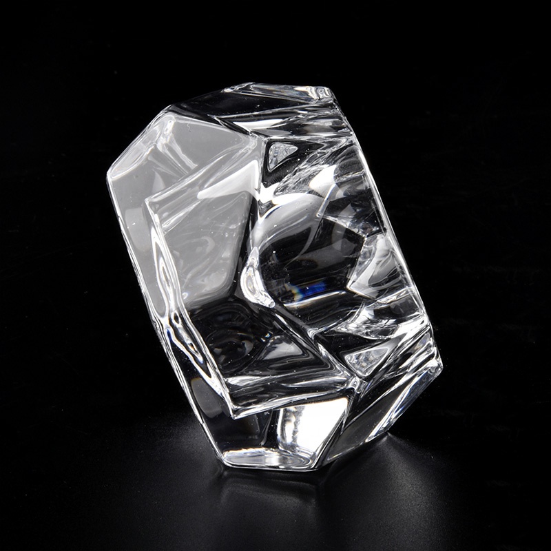 Suppliers glass Polygon clear candle holder 4 oz 8 oz 10 oz
