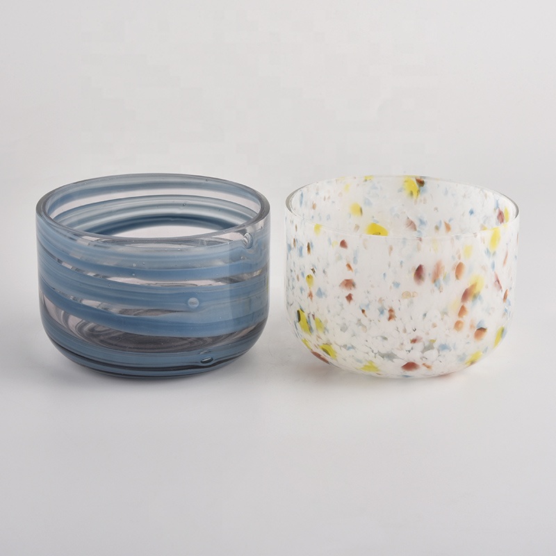 Mouth blown glass candle jar for scented candle