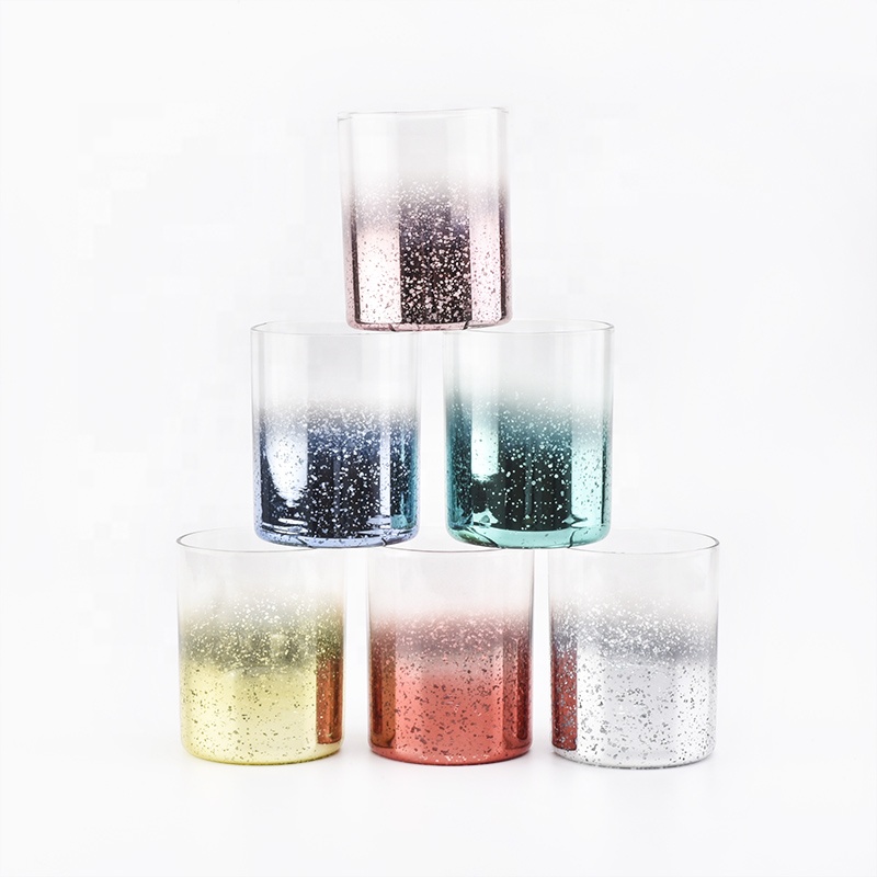 red color glass candle vessels with mercury decorations