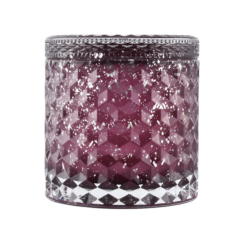 luxury engrave glass candle jar with lid