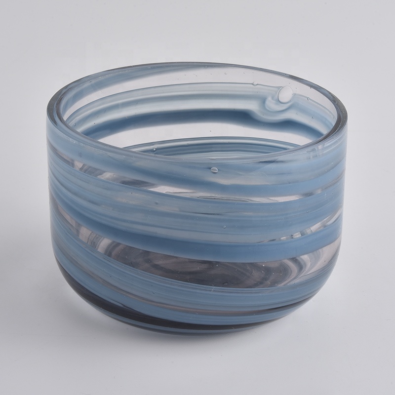 Mouth blown glass candle jar for scented candle