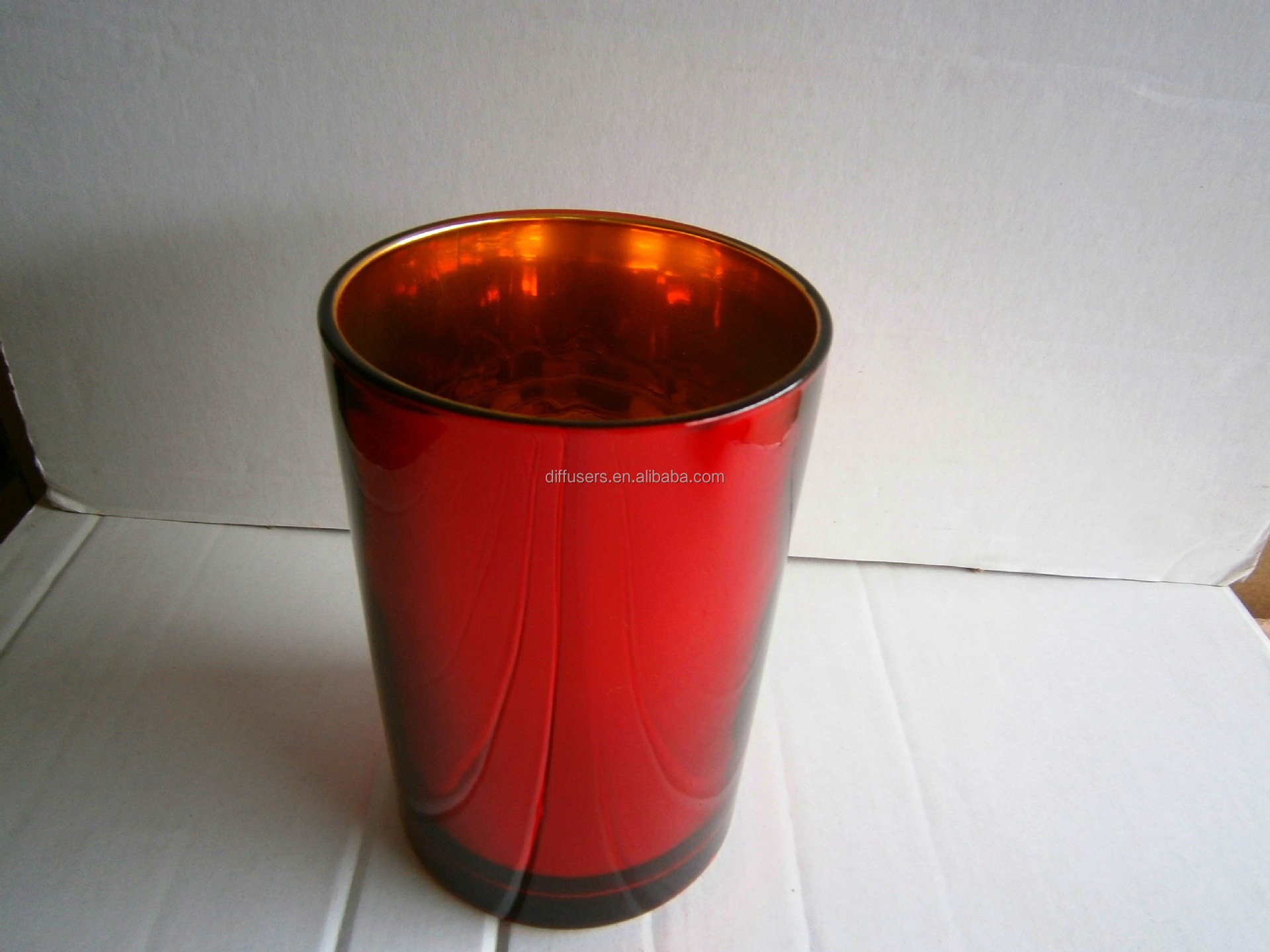Large votive glass candle jar with gold and black color