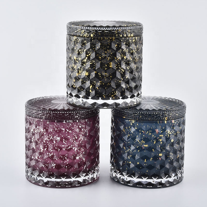 luxury engrave glass candle jar with lid