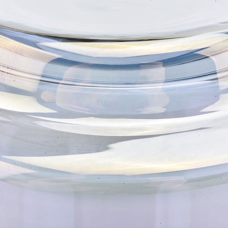 Wholesale crystal clear iridescent glass candle vessels