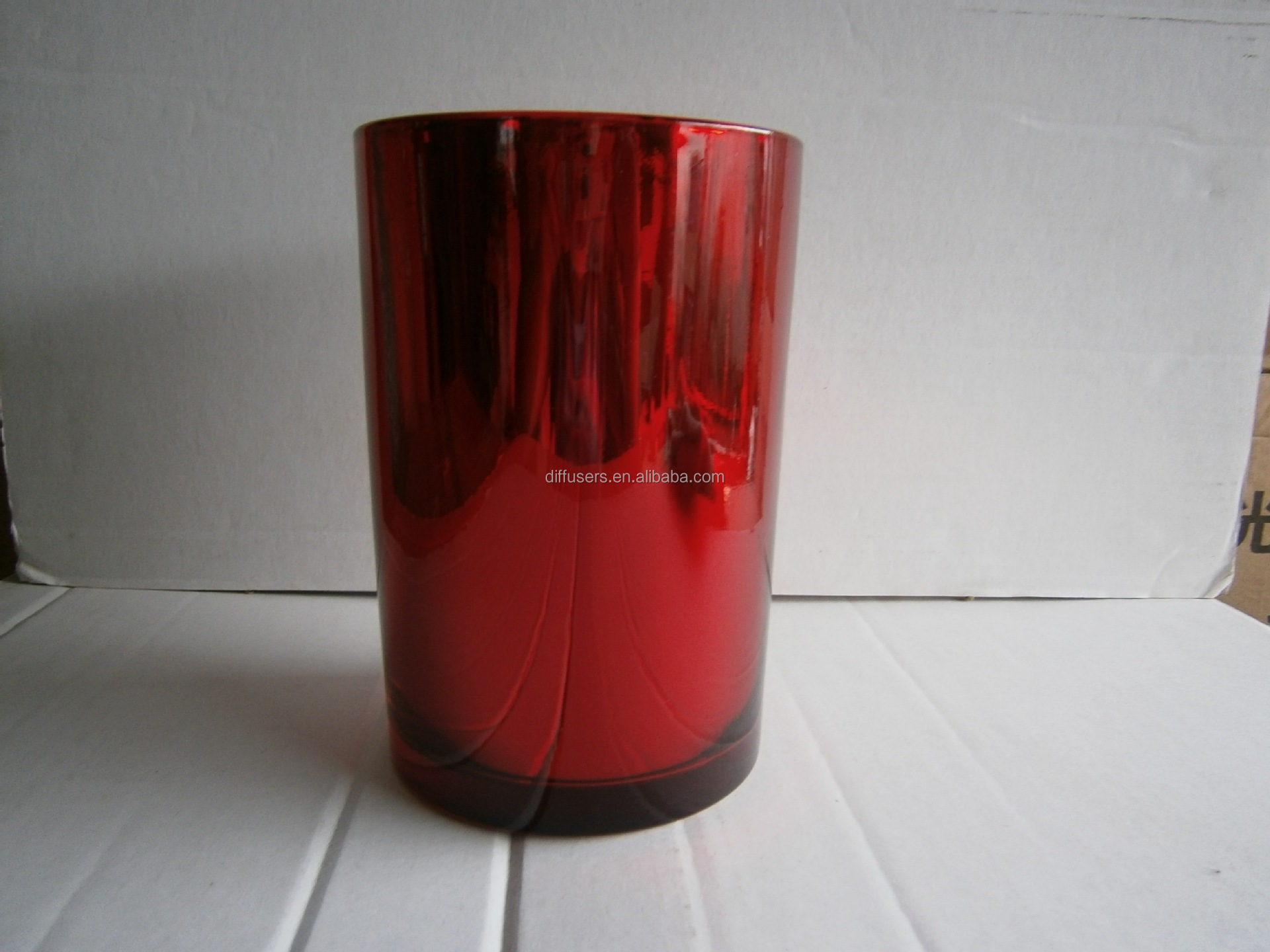 Large votive glass candle jar with gold and black color