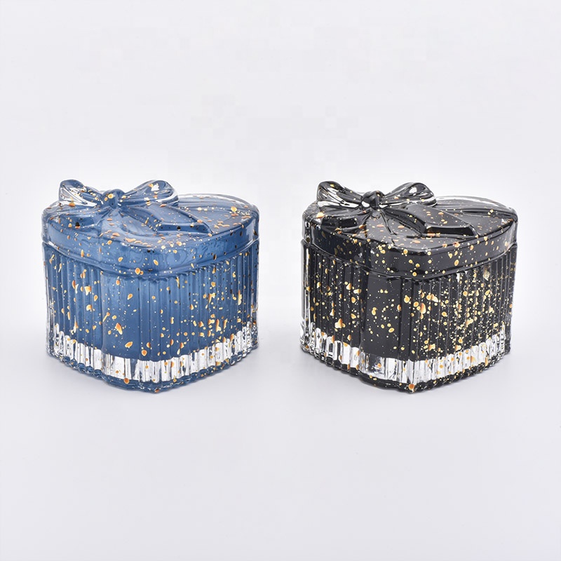 Suppliers glass black romantic heart candle jars holder with cover