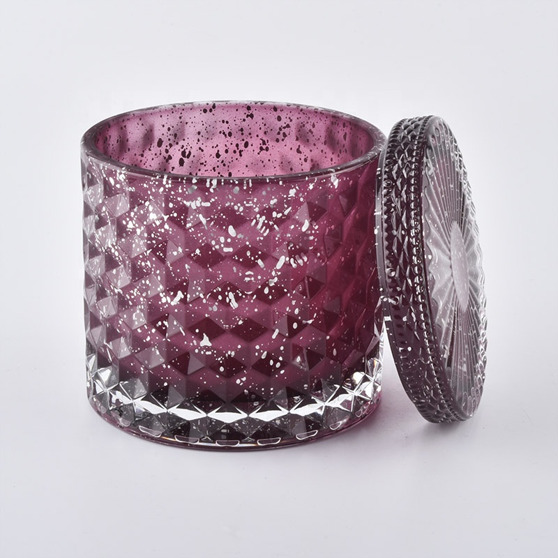luxury engrave glass candle jar with lid
