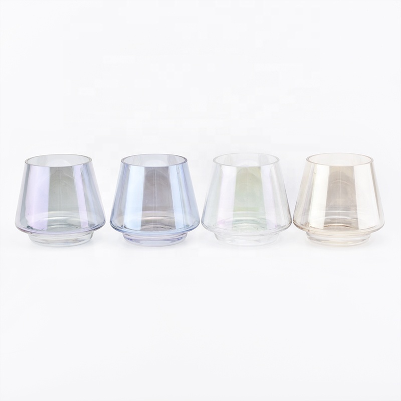 Wholesale crystal clear iridescent glass candle vessels