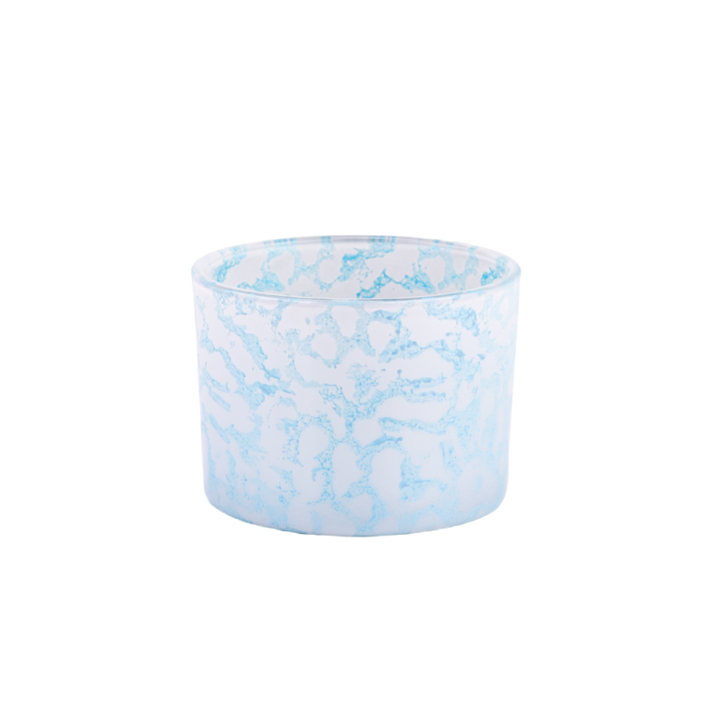 Jarra de vela de vidro de luxo azul claro de luxo no atacado