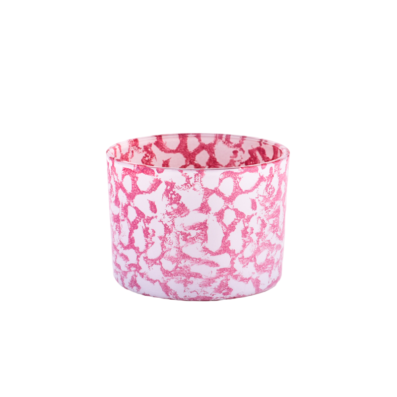 جرة شمعة زجاجية ملونة ذات تأثير صخري أحمر داكن مصممة حديثًا