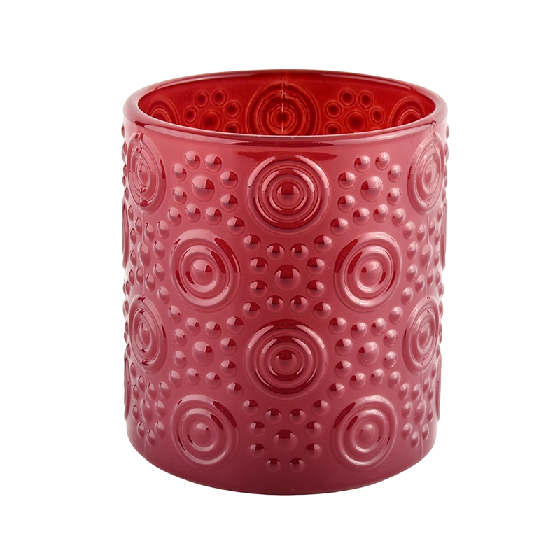 balang lilin kaca corak mekar dan titik