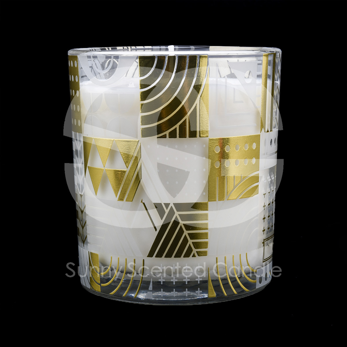 Pemegang Lilin Kaca Decal Emas Mewah Untuk Hiasan Rumah Balang Lilin Kaca 300ml