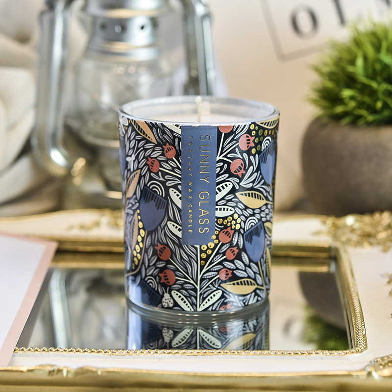 Wholesale new design decal paper glass candle jars for candle making