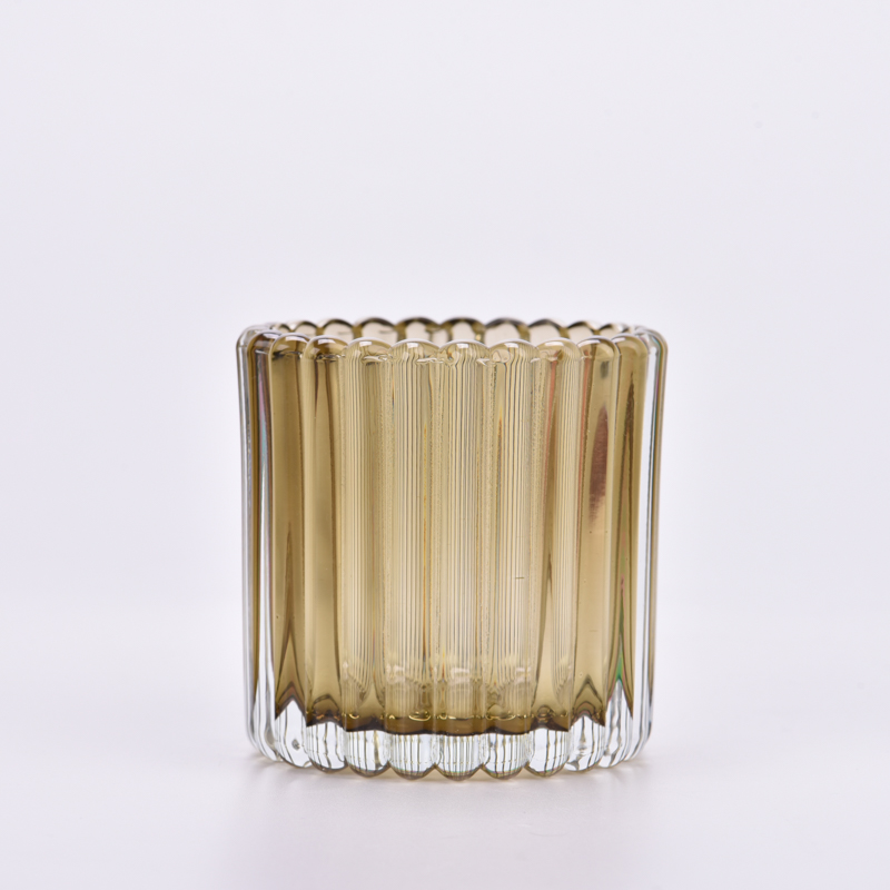 Transparent Color Glass Candle Vessels with Ribbed wholesale - COPY - ln2tks