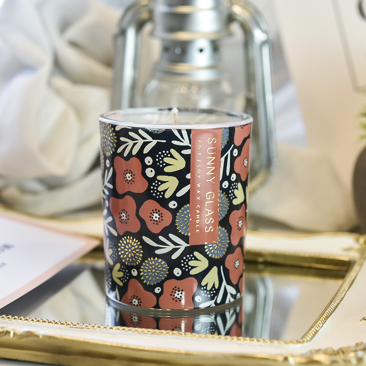 Оптовые маленькие наклейки с красными цветами и растениями для стеклянных банок для свечей для украшения дома