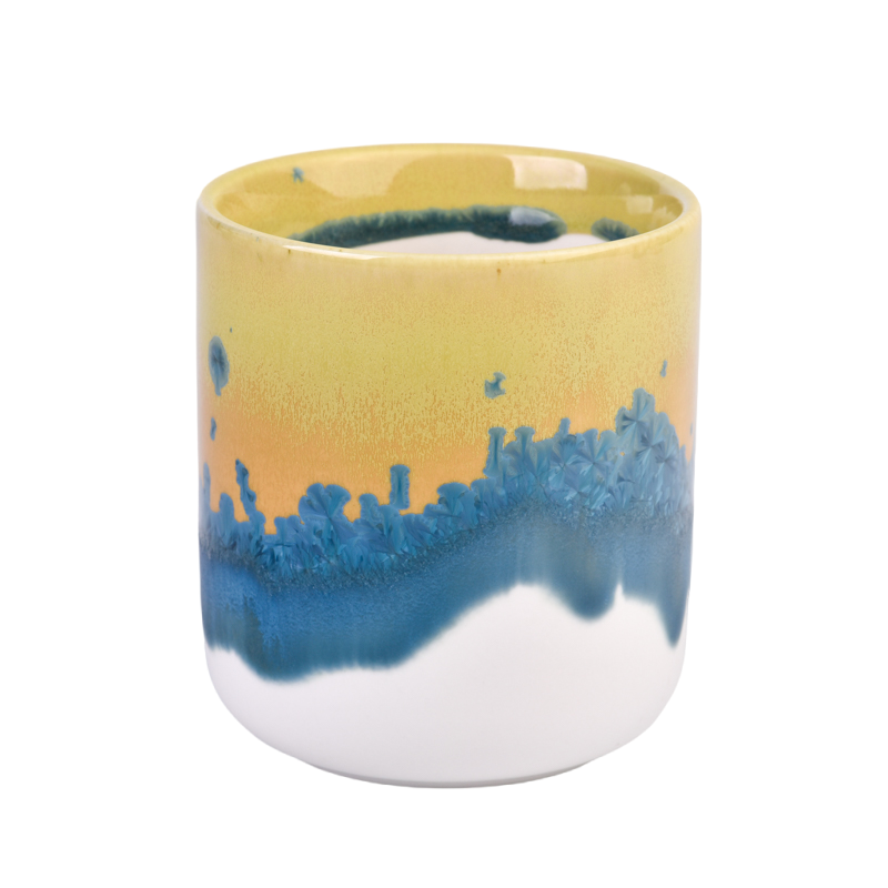 豪華なデザインの香り付きキャンドル用セラミック瓶結婚式用の空のキャンドル容器