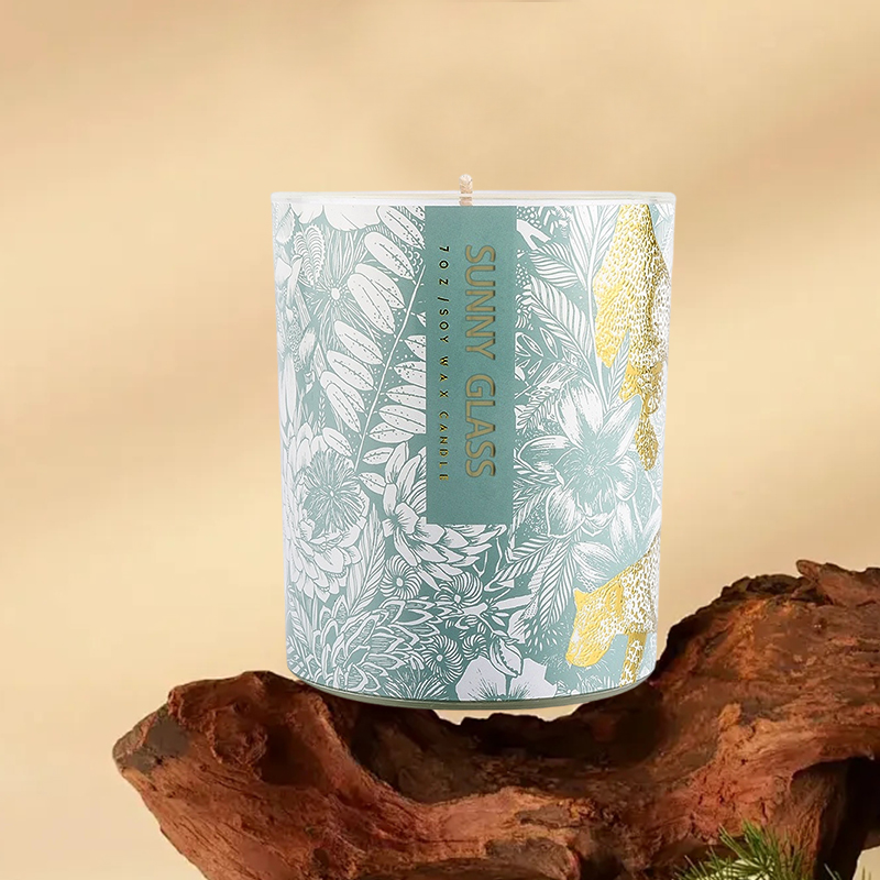 Jarra de vela de vidro de papel decalque multicolorido nórdico personalizado para decoração de casa