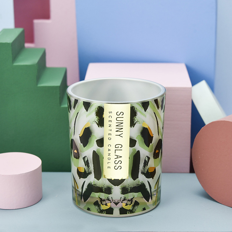 Barattoli di candele in vetro adesivi fatti a mano elegantemente colorati con logo personalizzato all'ingrosso