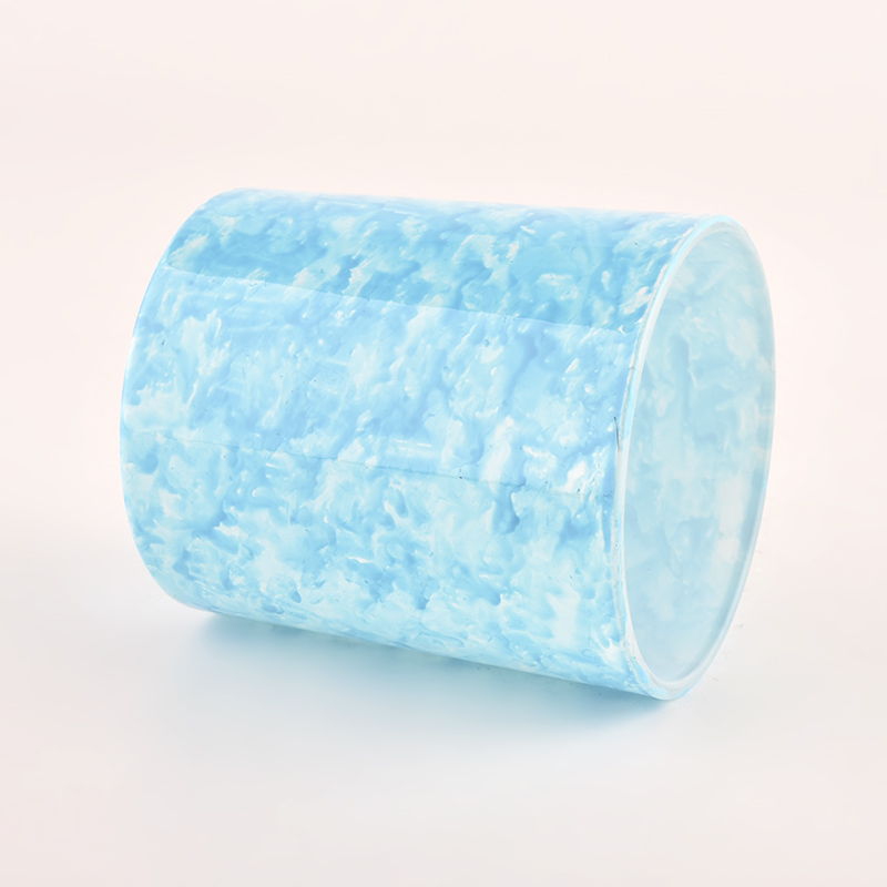 Hurtownia szklanych pojemników na świece o pojemności 300 ml w kolorze niebieskim