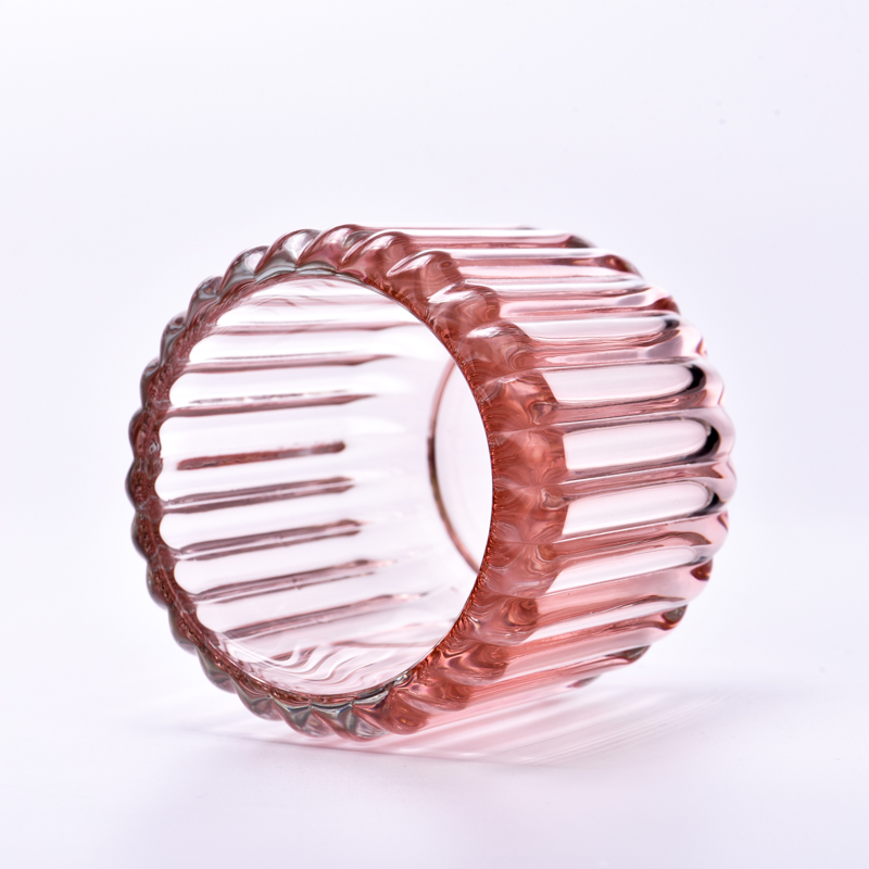 Luxury transparent pink vertical glass candle jar wholesale - COPY - jrjet6
