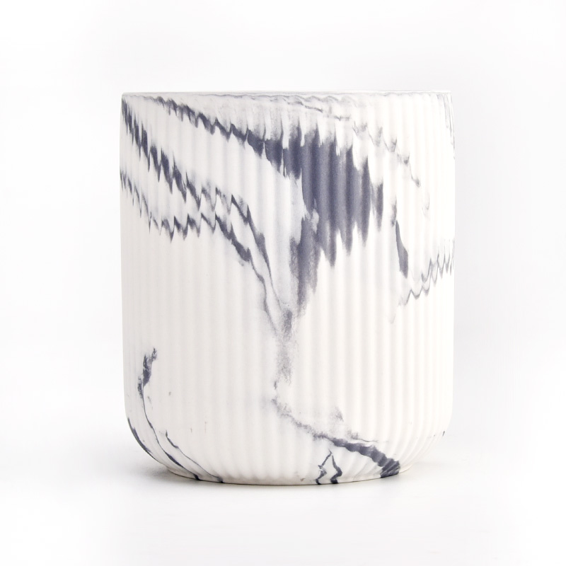 装飾用の卸売ラインデザインセラミックコンテナの香りのキャンドルセラミックジャー